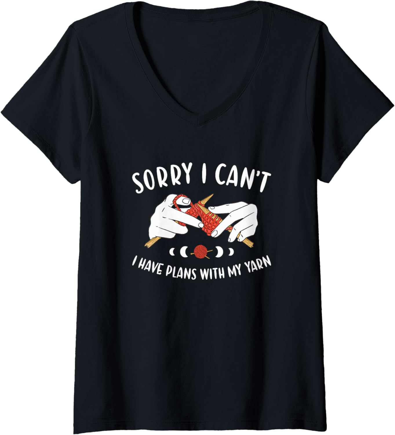 Womens Sorry I Can't I Have Plans with My Yarn Knitting V-Neck