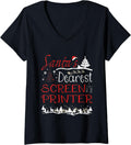 Womens Screen Printer Xmas Job Funny Christmas V Neck