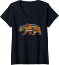 Womens National Parks Usa List Word Cloud Bear Camping Hiking V Neck