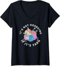 Womens Knitting It's Not Hoarding If It's Yarn Funny Crocheting V-Neck