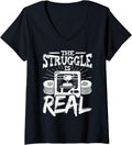 Womens Struggle Is Real Funny 3D Printing Men V Neck