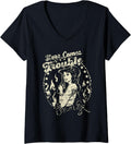 Womens Here Comes Trouble Funny Troublemaker Cowgirls V-Neck