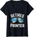 Womens Retired Printer Retirement Men Women V Neck