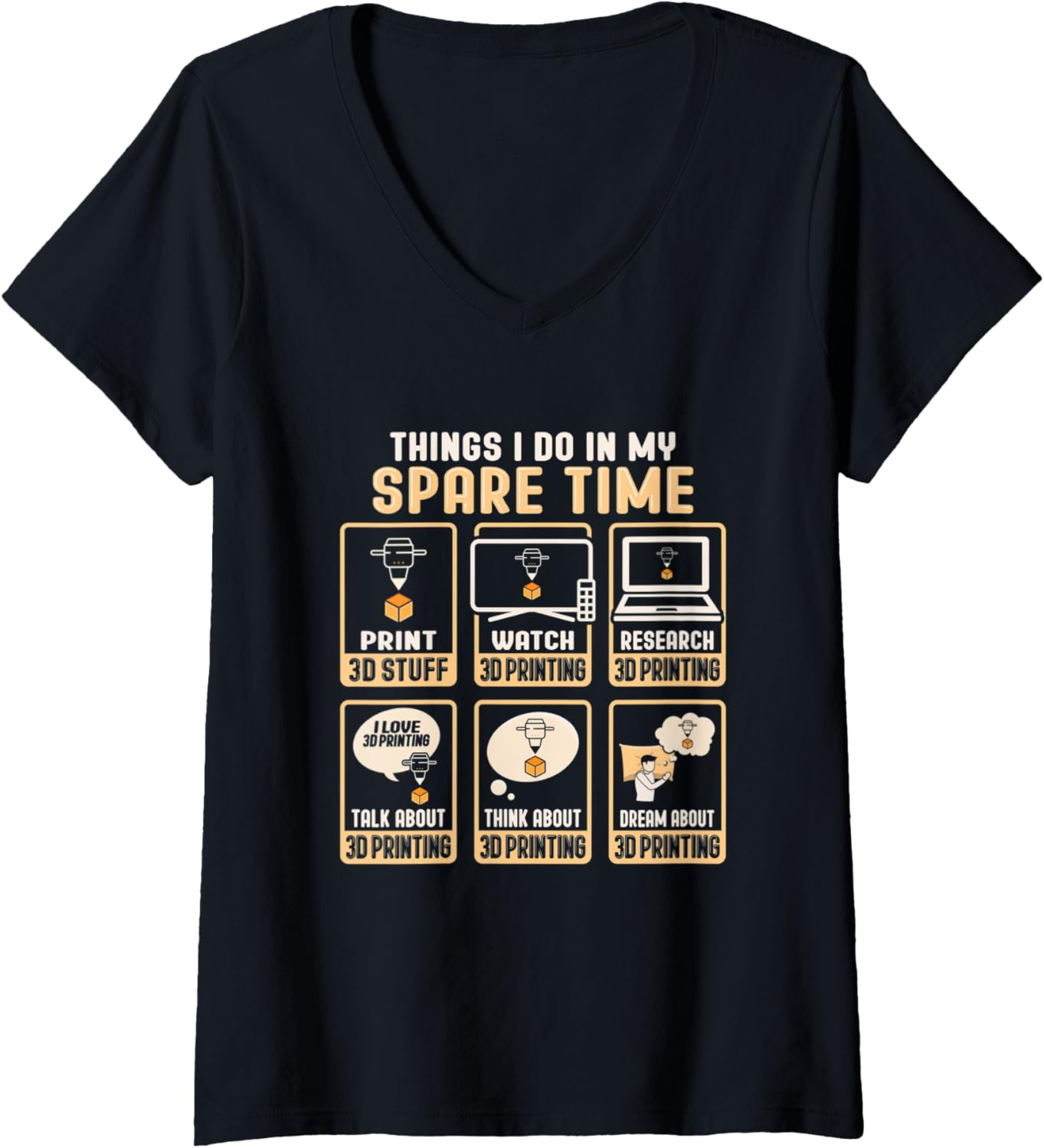 Womens 3D Printing Design A 3D Printer Fan V Neck