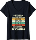 Womens Old Man With 3D Printer 3D Printing Workers V Neck