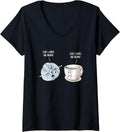 Womens Funny Crocheting She Loves Me More Crochet Yarn and Coffee V-Neck