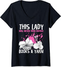 Womens This Woman Will Never Own Enough Books And Yarn Crochet Book V-Neck