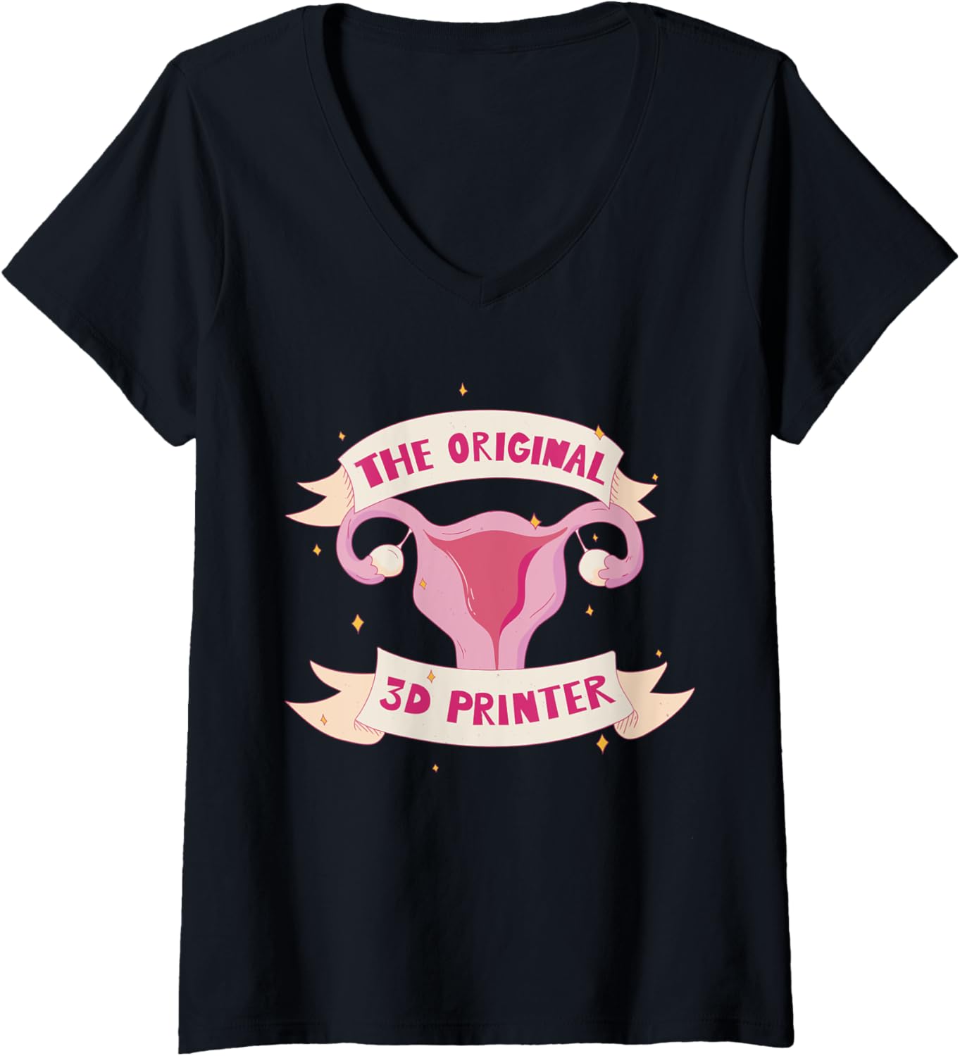 Womens Original 3D Printer Uterus G28 Cnc Funny Geek Women V Neck