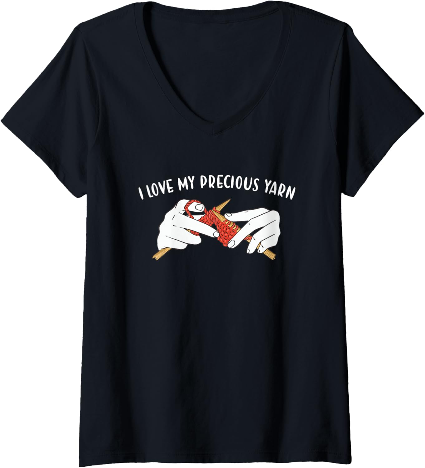 Womens I Love My Precious Yarn Knitting V-Neck