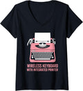 Womens Typewriter Novel Wireless Keyboard With Integrated Printer V Neck