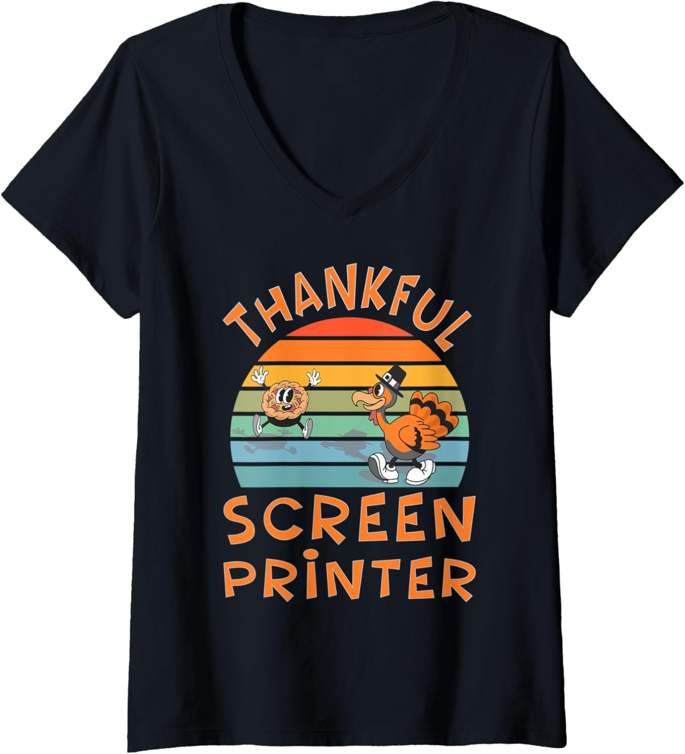 Womens Screen Printer Job Funny Thanksgiving V Neck