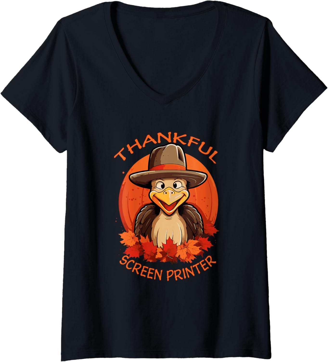 Screen Printer Funny Thanksgiving Turkey Fall V Neck