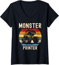 Womens Monster Truck Loving Printer Lover Funny V Neck