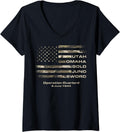 Womens D Day 81St Anniversary Normandy D Day Beaches Usa Camo Flag V Neck