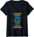 Womens I Crochet So I Don't Kill People Save A Life Send Yarn V-Neck