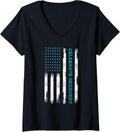 Womens Drug Alcohol Addiction Recovery Celebrate Recovery Usa Flag V Neck