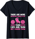 Womens there are important things in life than cats and yarn cat V-Neck