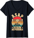 Womens Asap As Slow As Possible Retro 3D Printing V Neck