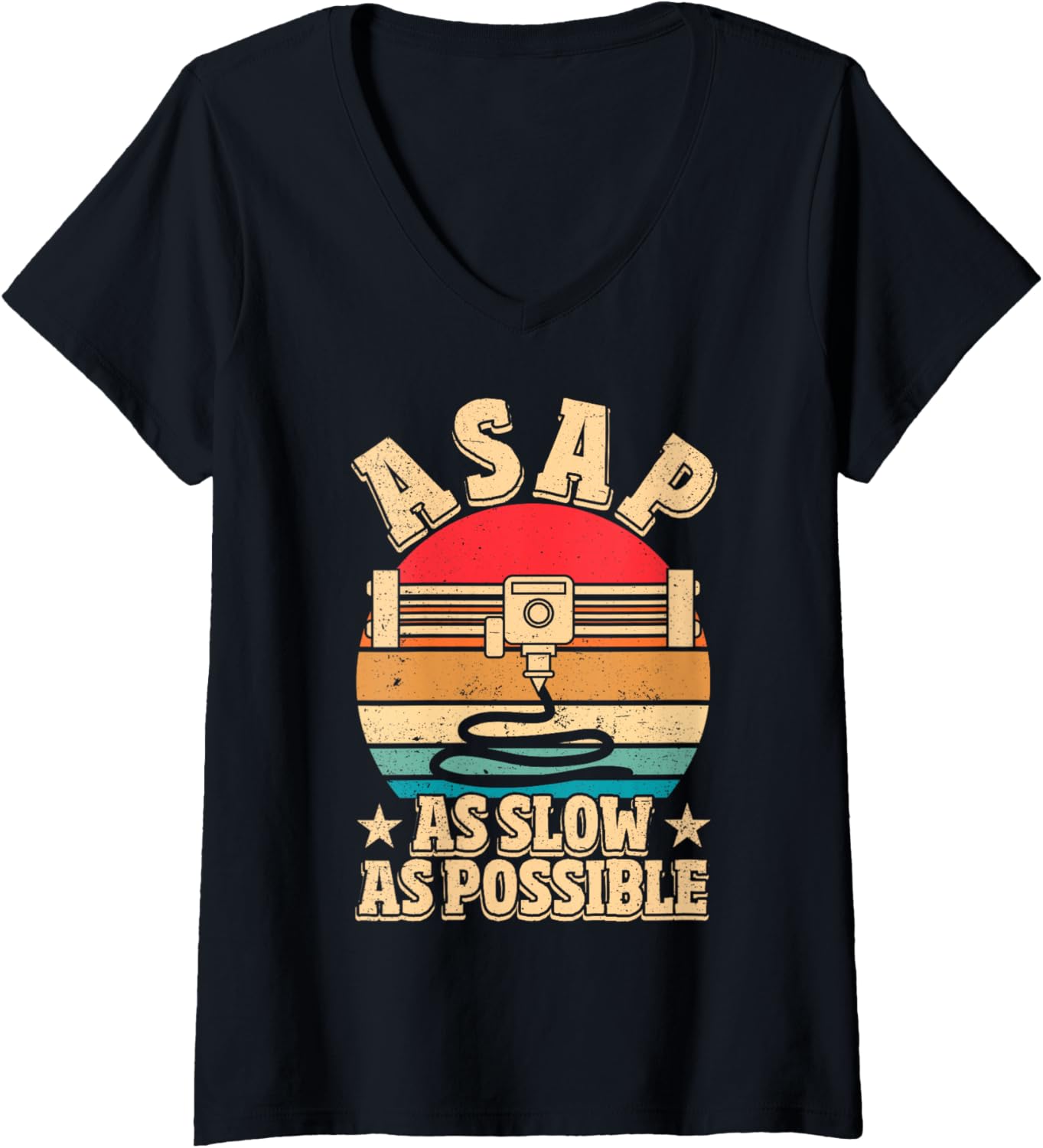 Womens Asap As Slow As Possible Retro 3D Printing V Neck