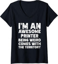 Womens Funny Printer Job Worker Sayings Pun V Neck