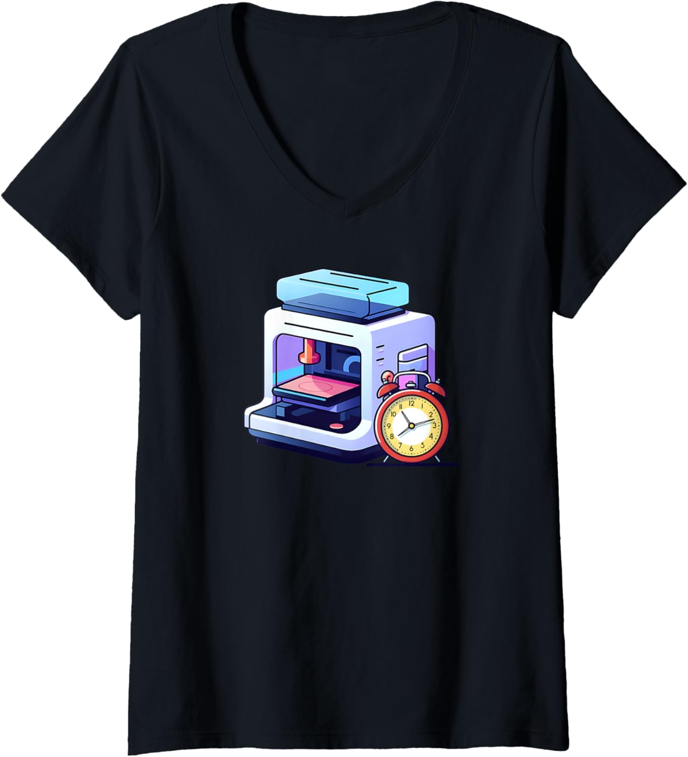 Futuristic 3D Printer With Clock Design 3D Printing V Neck