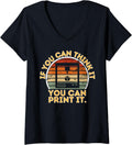 Womens Retro Vintage 3D Printing 3D Printers V Neck