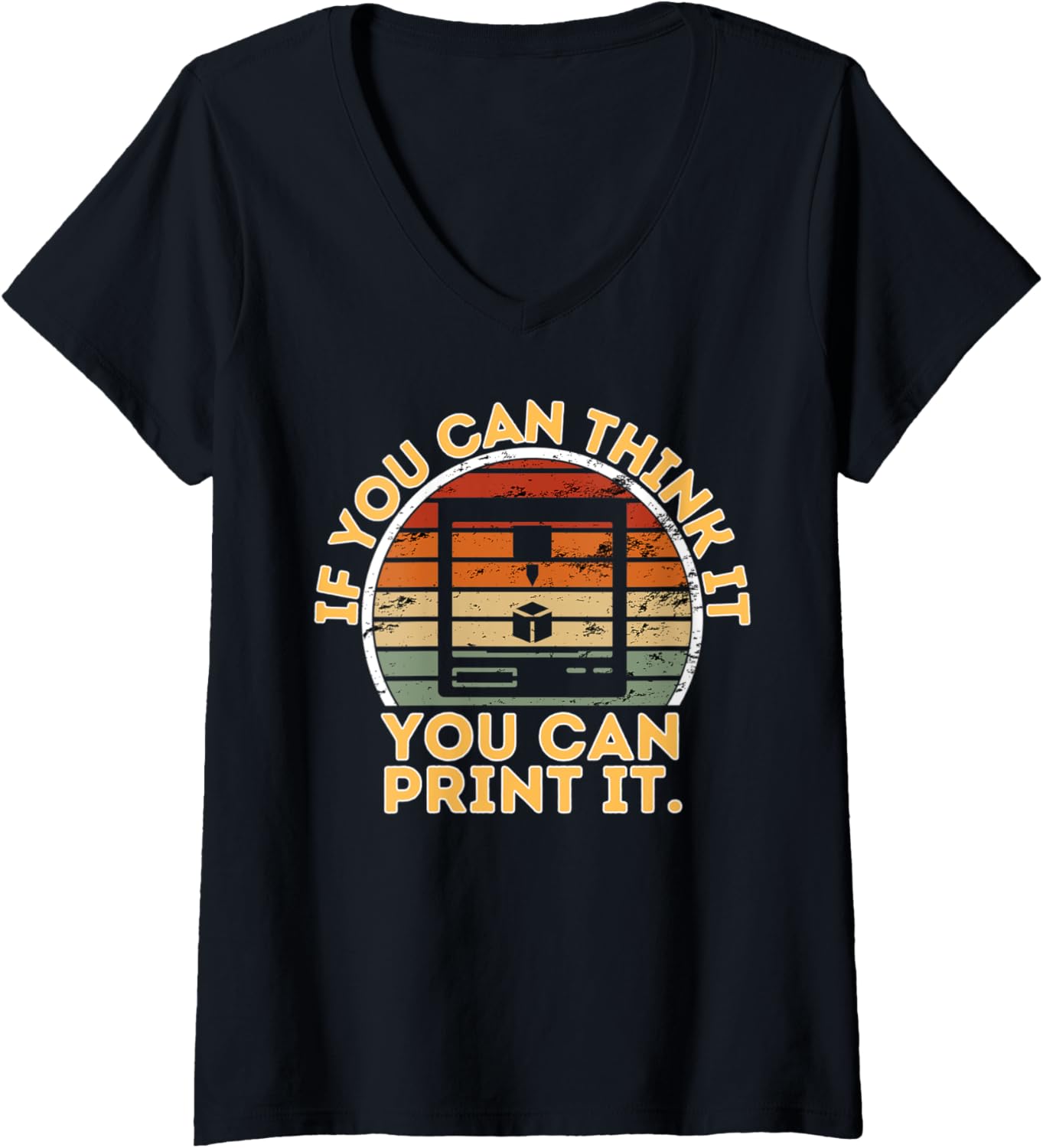 Womens Retro Vintage 3D Printing 3D Printers V Neck