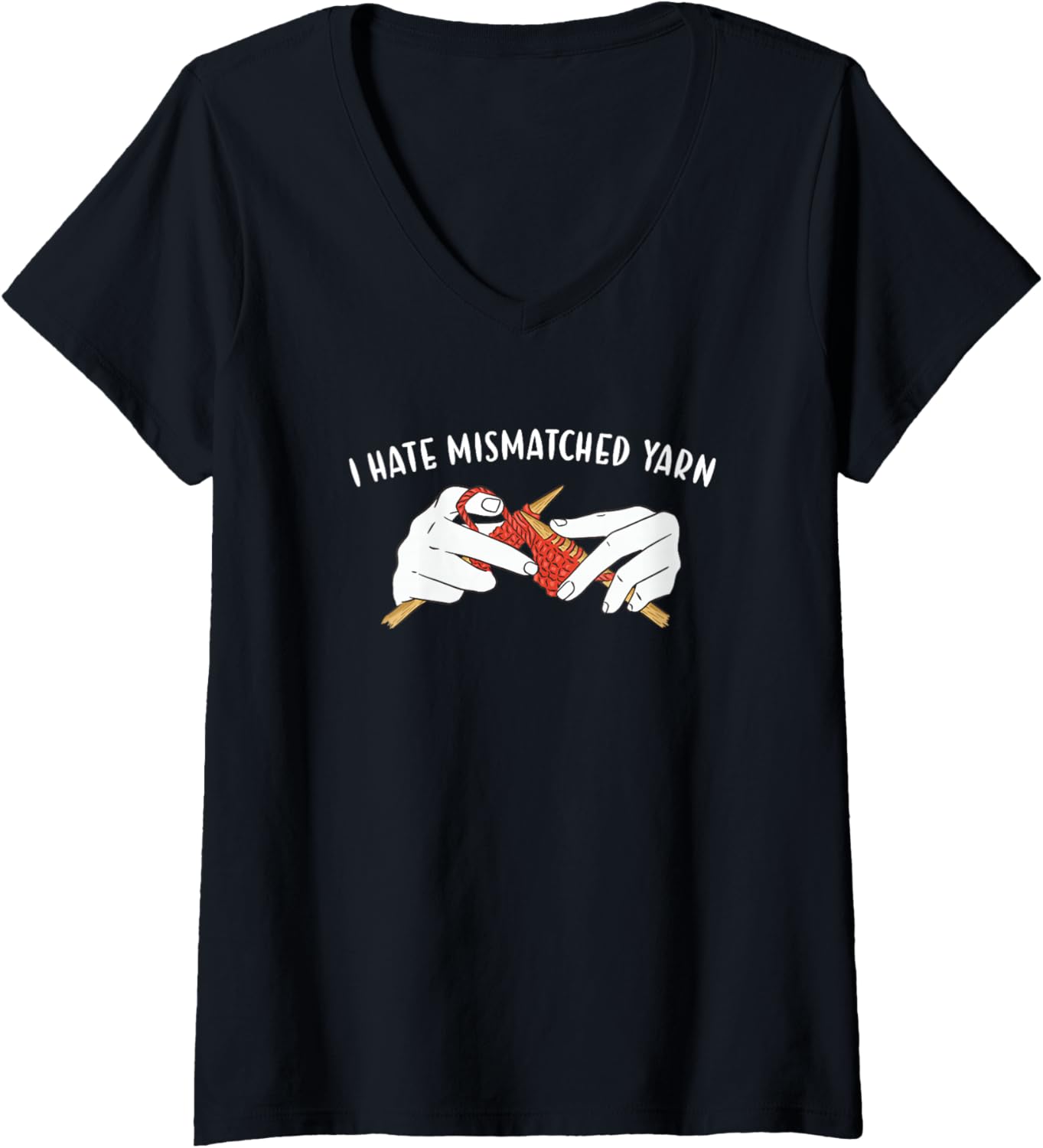 Womens I Hate Mismatched Yarn Knitting V-Neck