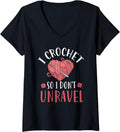Womens I Crochet So I Don't Unravel Funny Arts And Crafts Yarn V-Neck