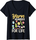 Womens Yarn Hoarder for Life - Yarn Lover V-Neck