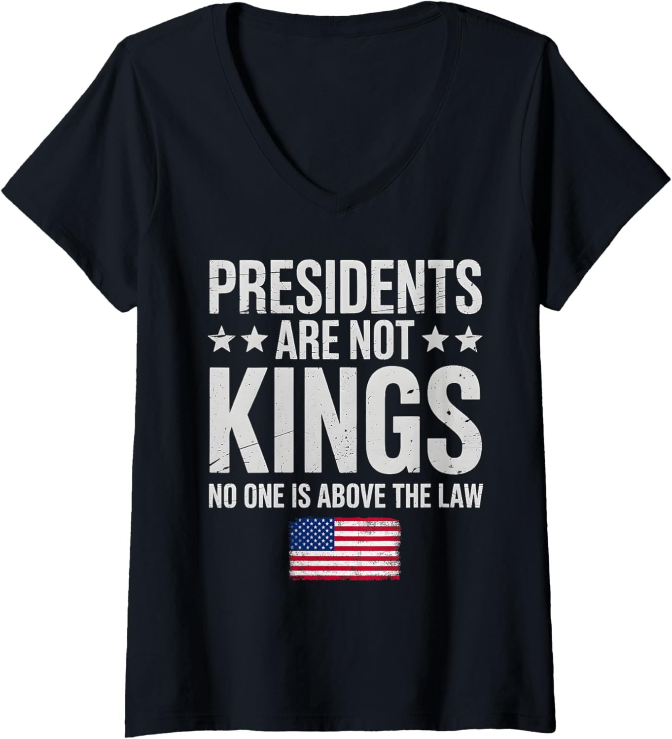 Womens Presidents Are Not Kings Usa Flag No Kings In America Retro V Neck