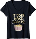 Womens It does make scents Pun for a Candle Maker V-Neck