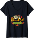 One Thankful Printer Thanksgiving V Neck
