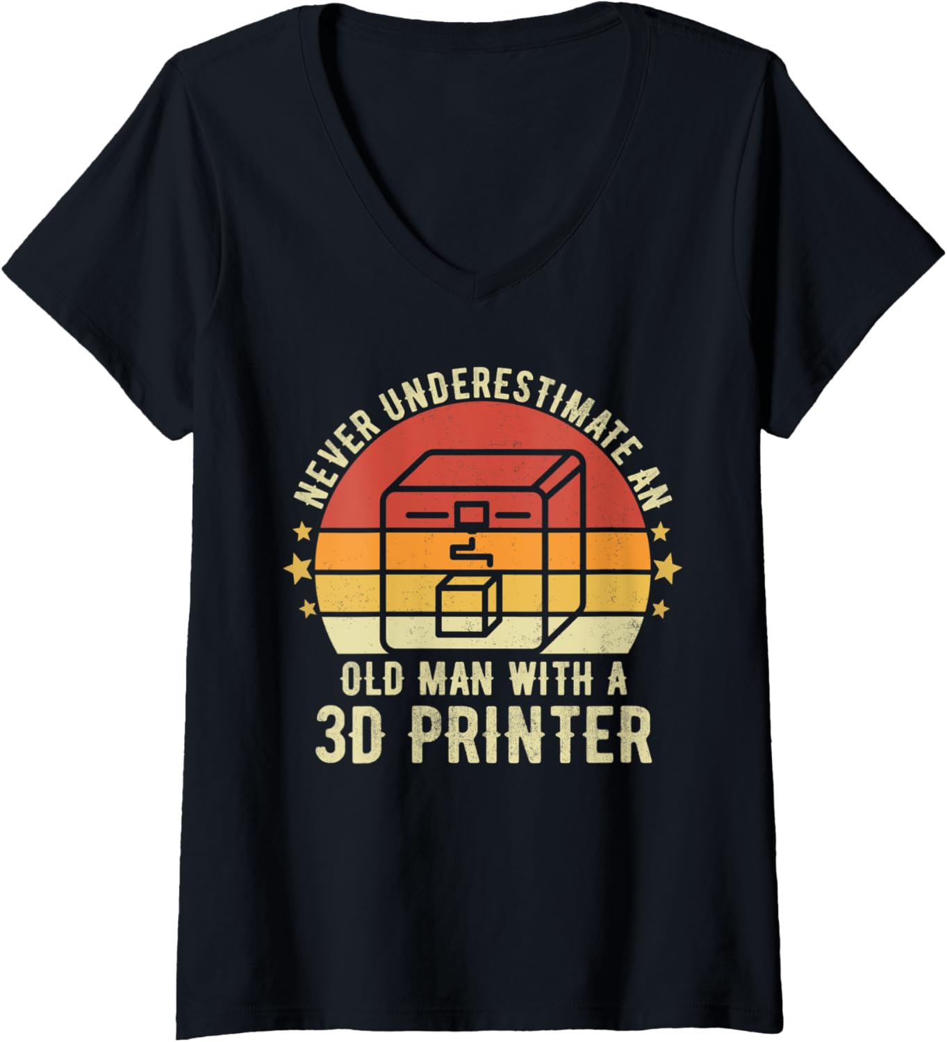 Womens Old Man With A 3D Printer Sarcastic Funny 3D Printing V