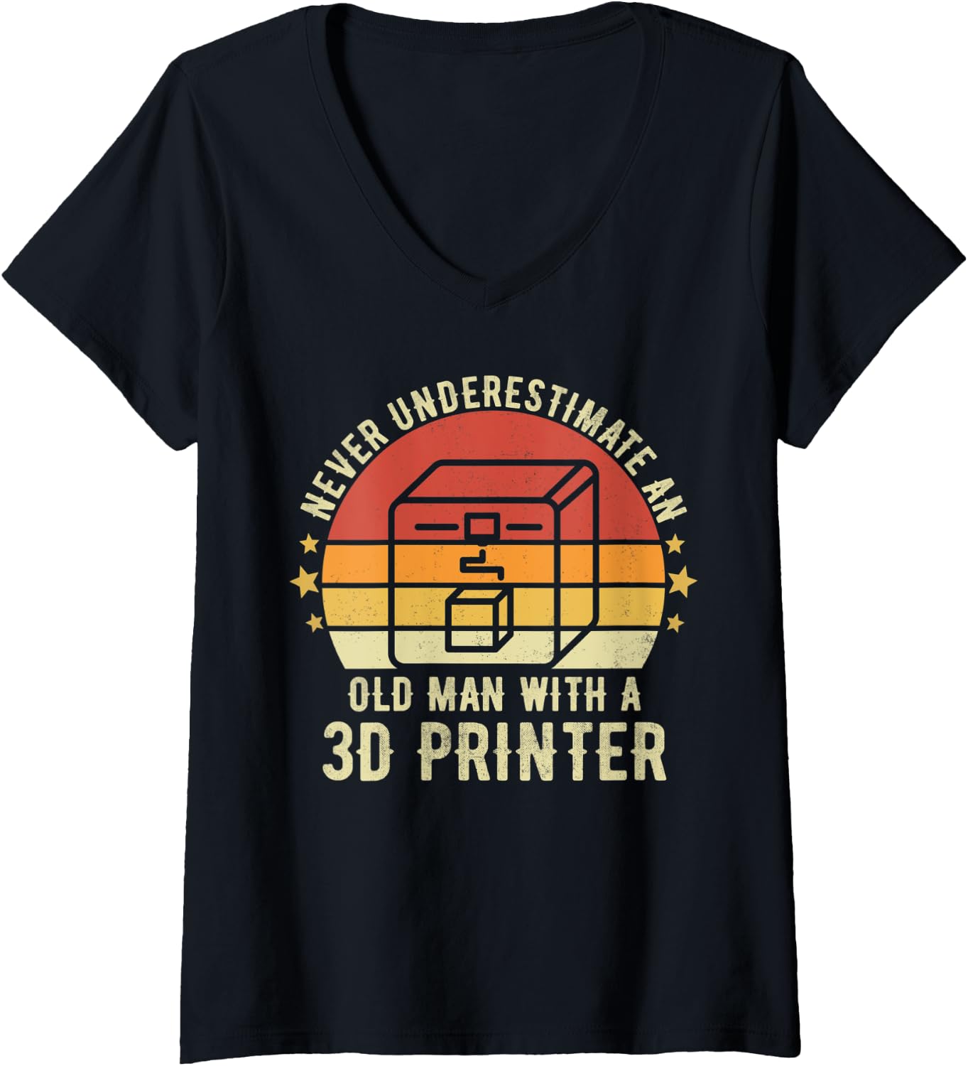 Womens Old Man With A 3D Printer Sarcastic Funny 3D Printing V