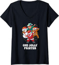 One Jolly Printer Dabbing Santa Christmas V Neck