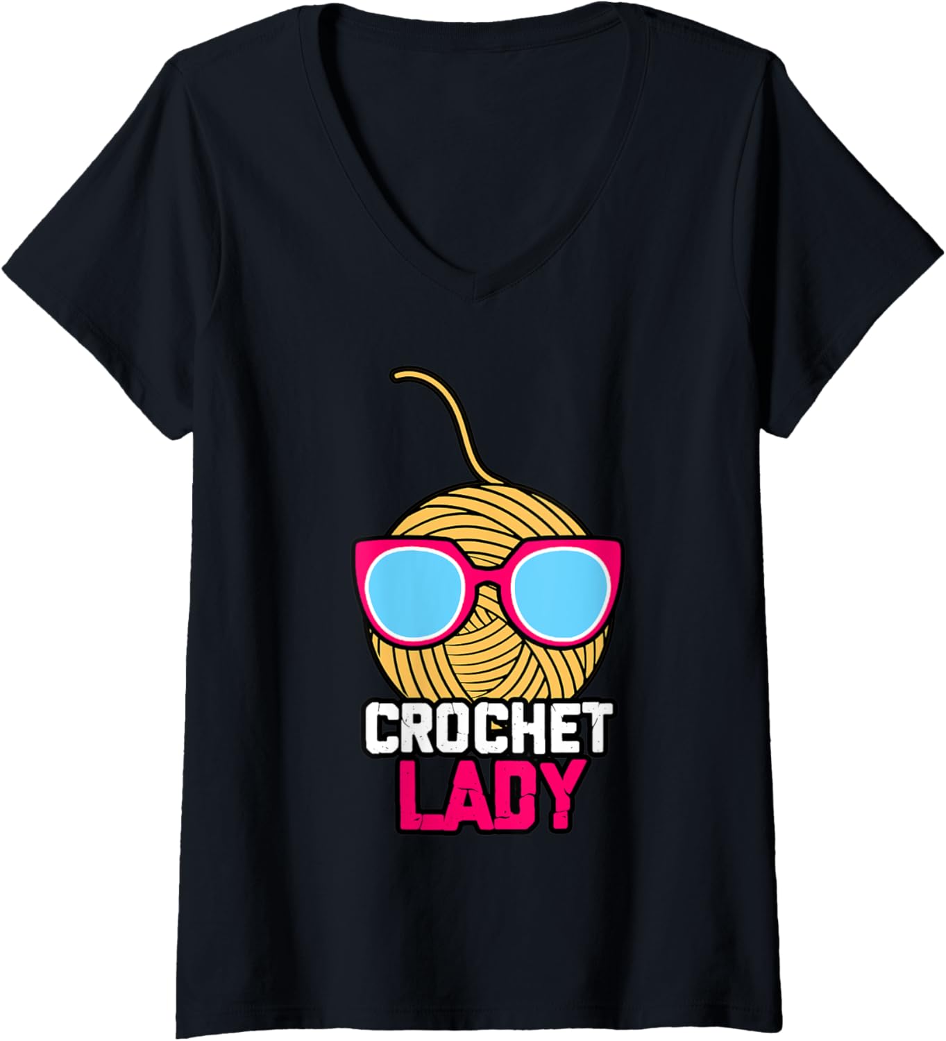 Womens Crochet Lady Funny Grandma Mom Crocheting Yarn Knitting V-Neck