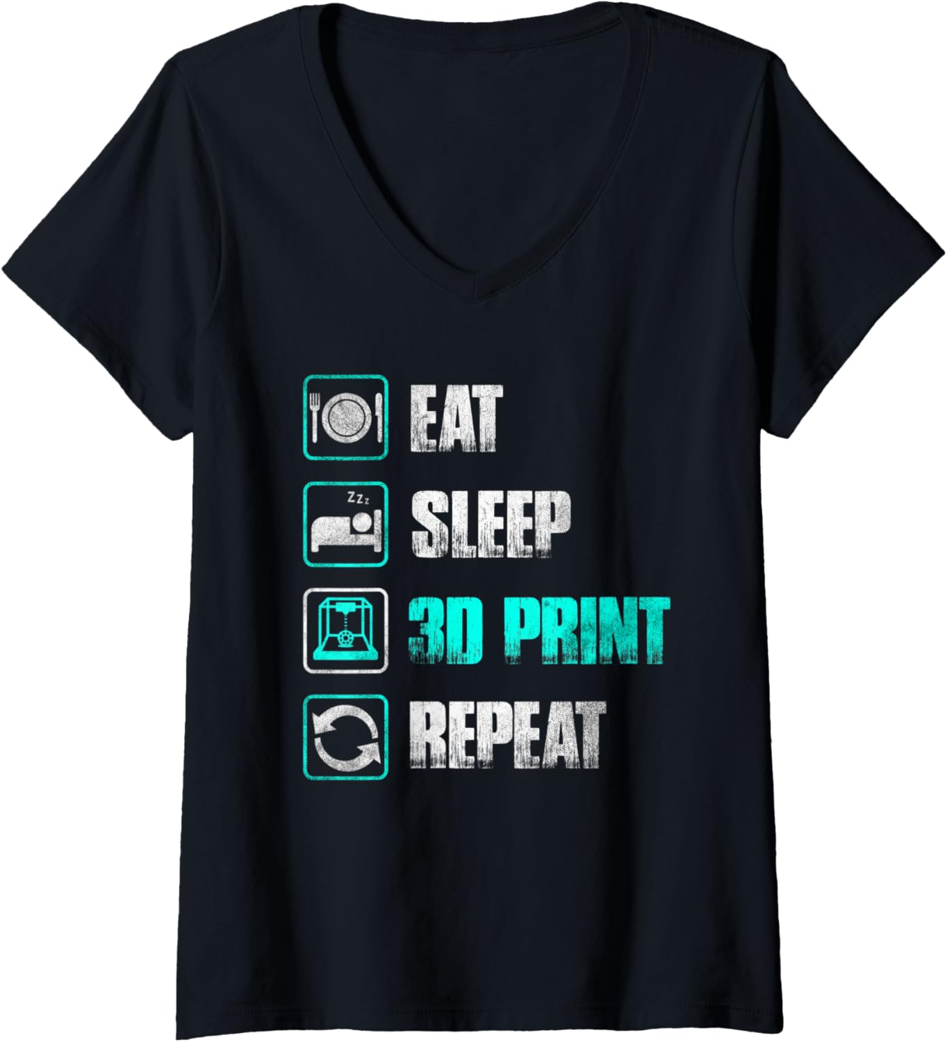 Womens Eat Sleep 3D Print Retro 3D Printing Funny 3D Printer V