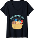Womens Yarn Collection KNIT HAPPENS Funny Yarn Collector V-Neck