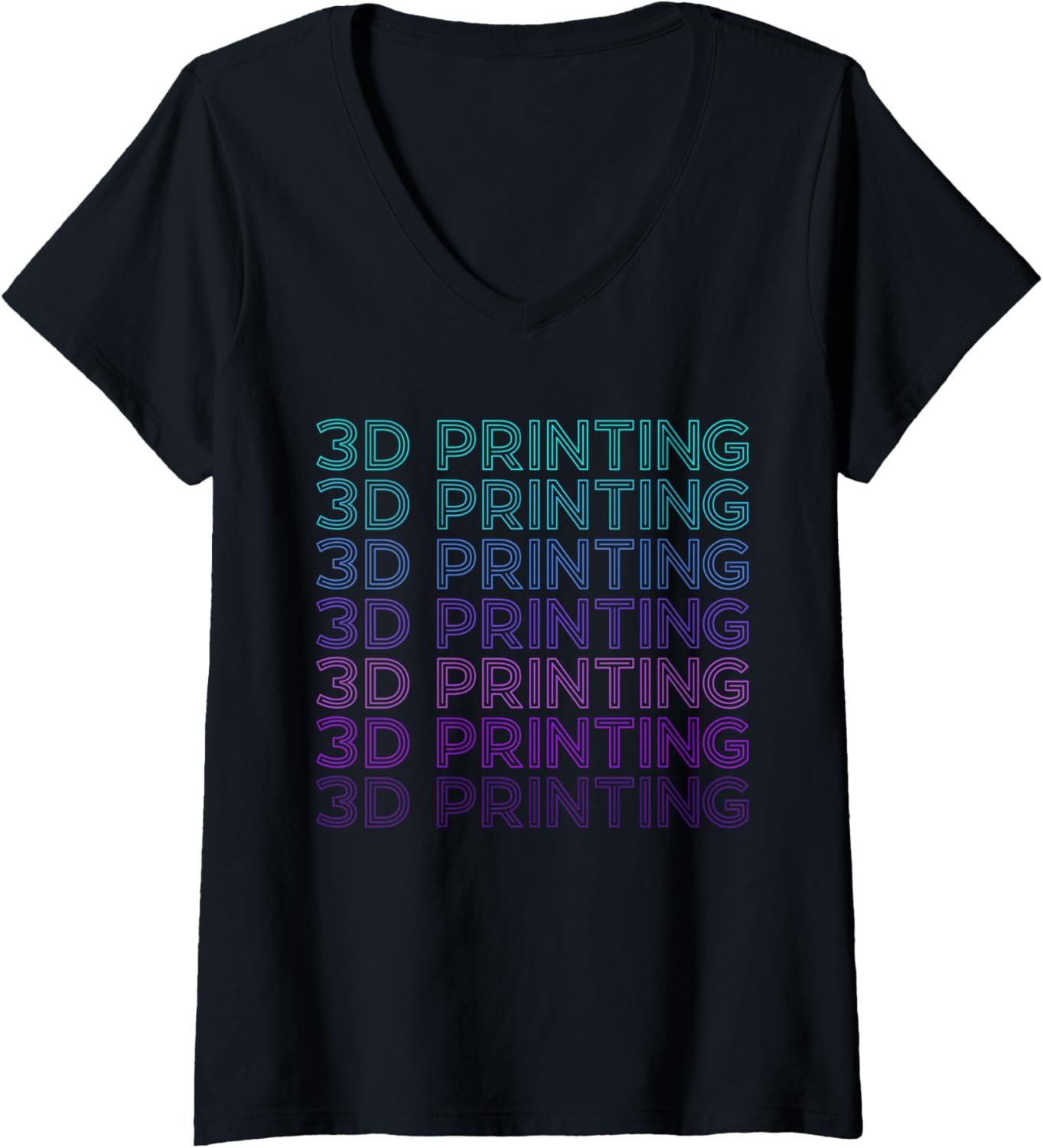Womens 3D Printing 3D Printer Machine Retro V Neck