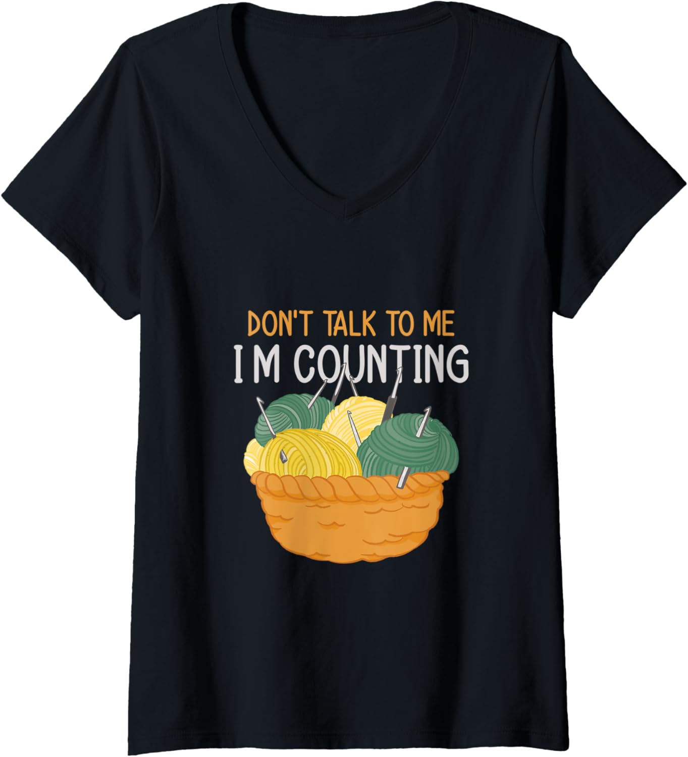Womens Don't Talk To Me I'm Counting Yarn Weaving Yarn V-Neck