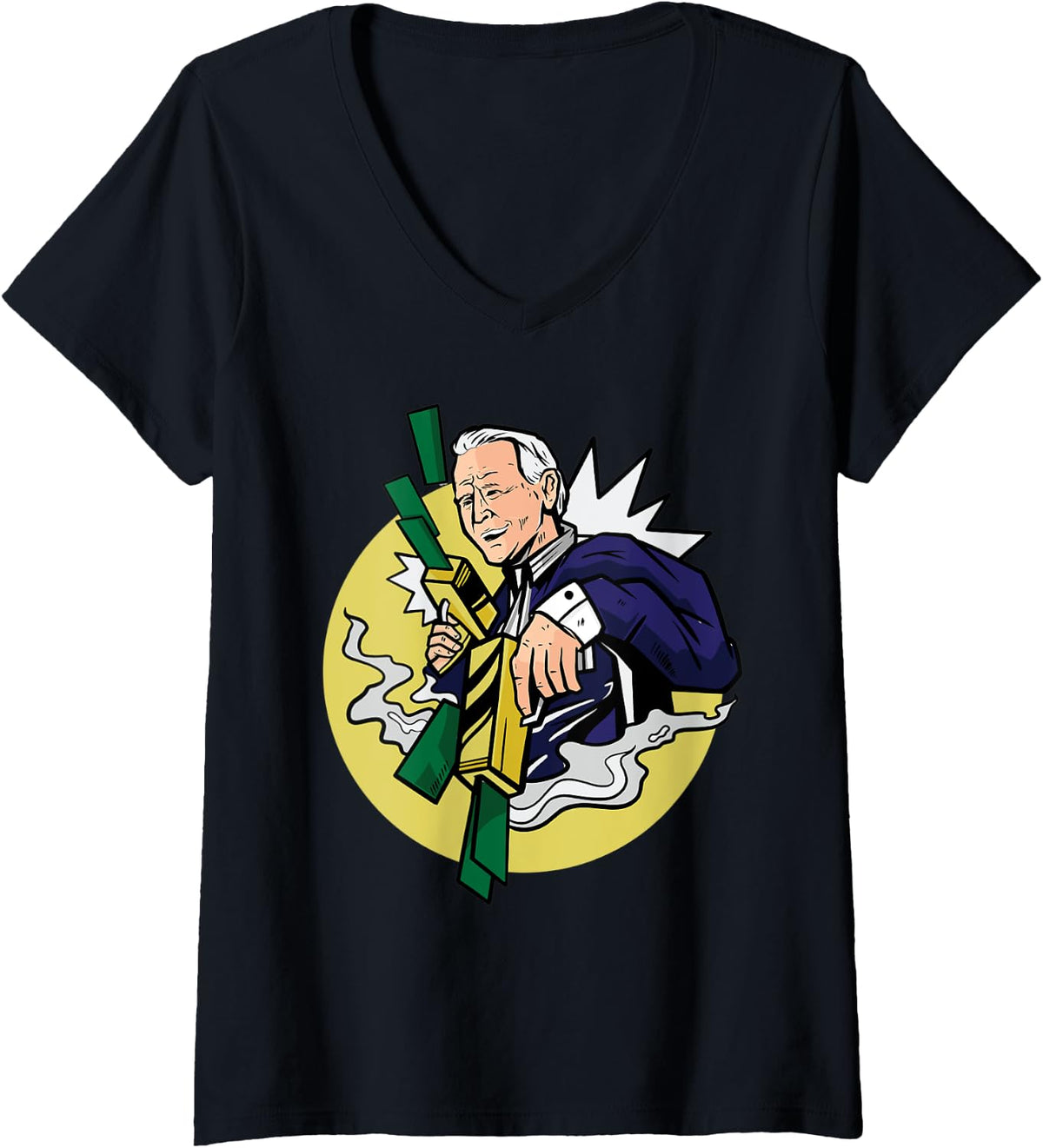 Womens Joe Biden Money Printer Stimulus Checks Funny Money Printer V Neck