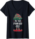 Womens Im Printer Elf Christmas Party Matching V Neck