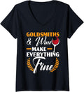 Womens Goldsmith And Wine Make Everything Fine Jewelry Maker V-Neck