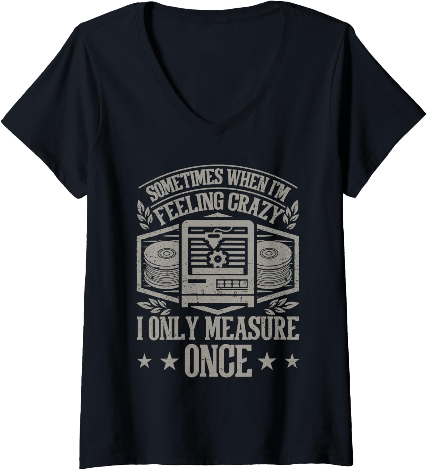 Womens Only Measure Once 3D Print Funny 3D Printing Men V Neck