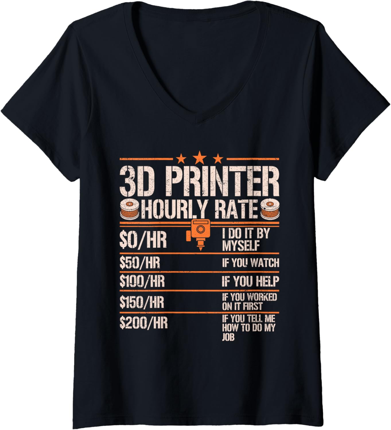 Womens 3D Printer Hourly Rate 3D Printing Funny V Neck