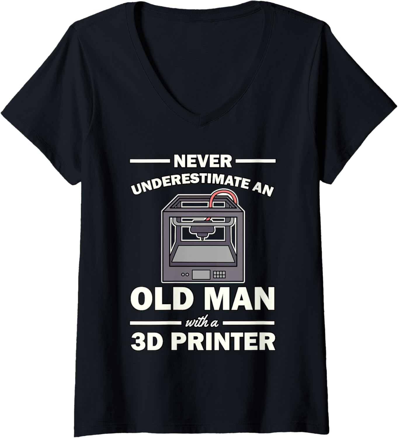 Old Man With A 3D Printer V Neck