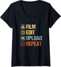 Womens Film Edit Repeat Cinematographers Movie Maker Filmmaker V-Neck