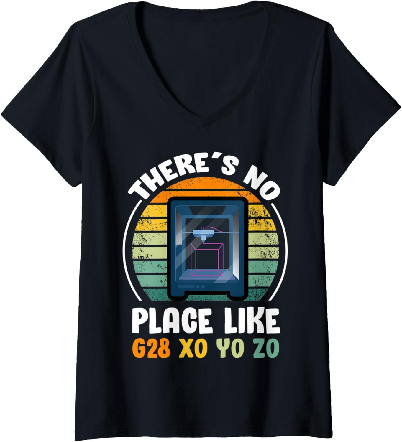 Womens Funny 3D Printer Design Dad Granddad V Neck
