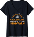 Womens I Crochet So I Don't Choke People Save A Life Send Yarn Top V-Neck